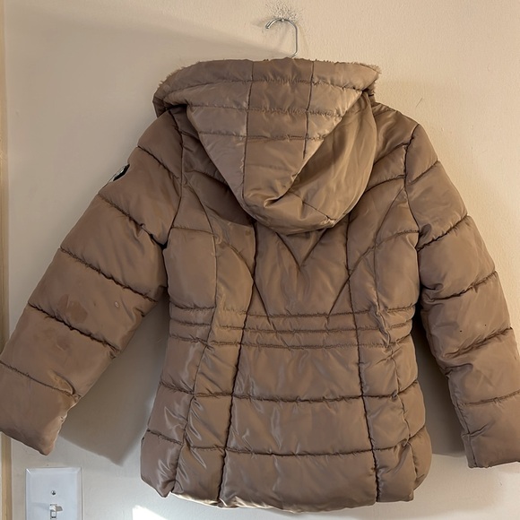 DKNY Taupe Fleece-Lined Jacket Hooded Puffer Jacket winter jacket Size - Picture 2 of 16